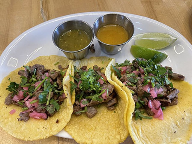 A trio of tacos from ConHuevos Tacos