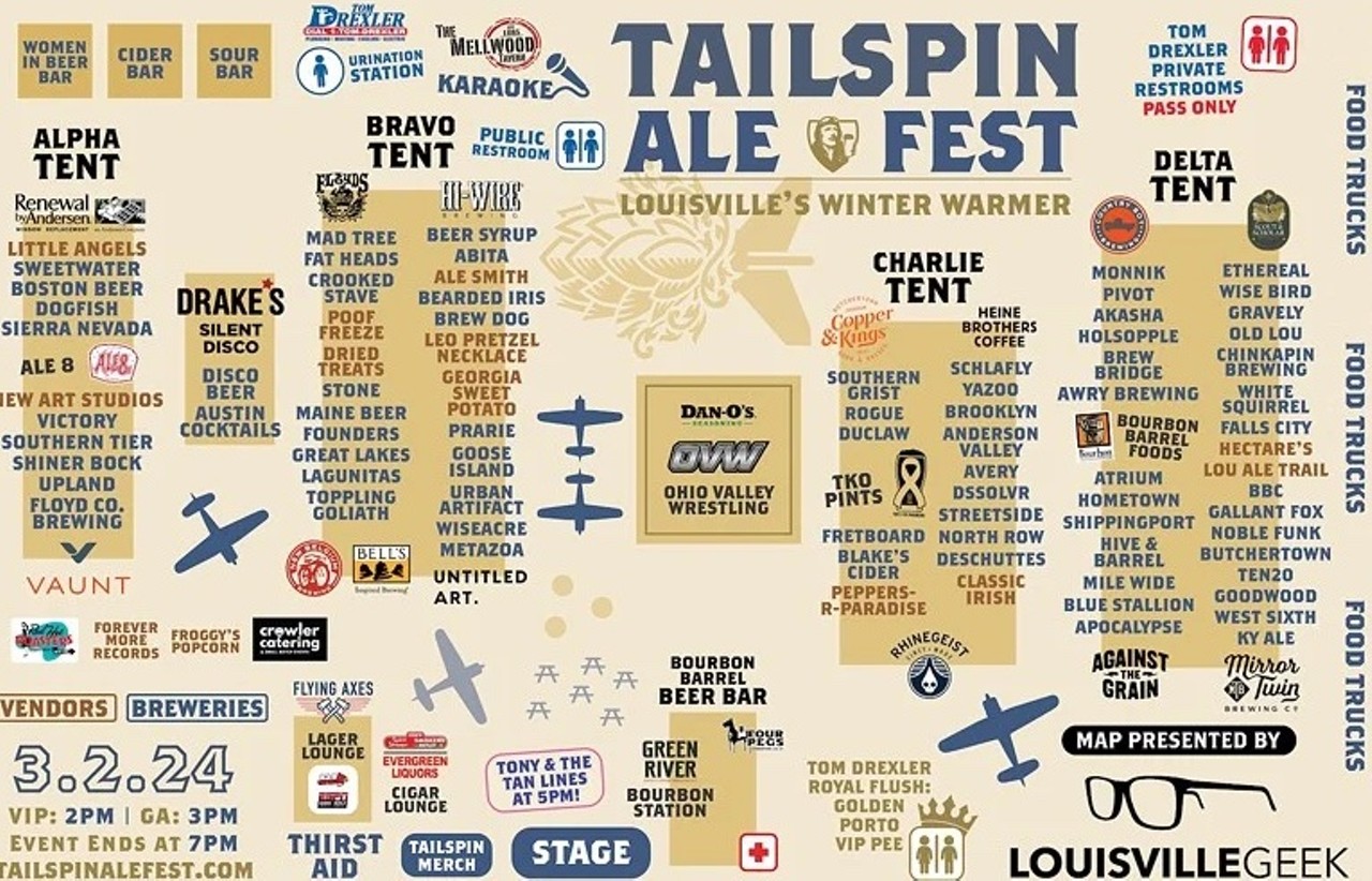 Tailspin Ale FestSaturday, March 2Bowman Field | $55+ | 3 p.m.The 11th annual beer festival returns to Bowman Field to celebrate the end of cold weather season with over 50 breweries and 250 brews from across the country. Plus, check out silent disco and stop by and say hi to your friendly LEO Weekly staff.