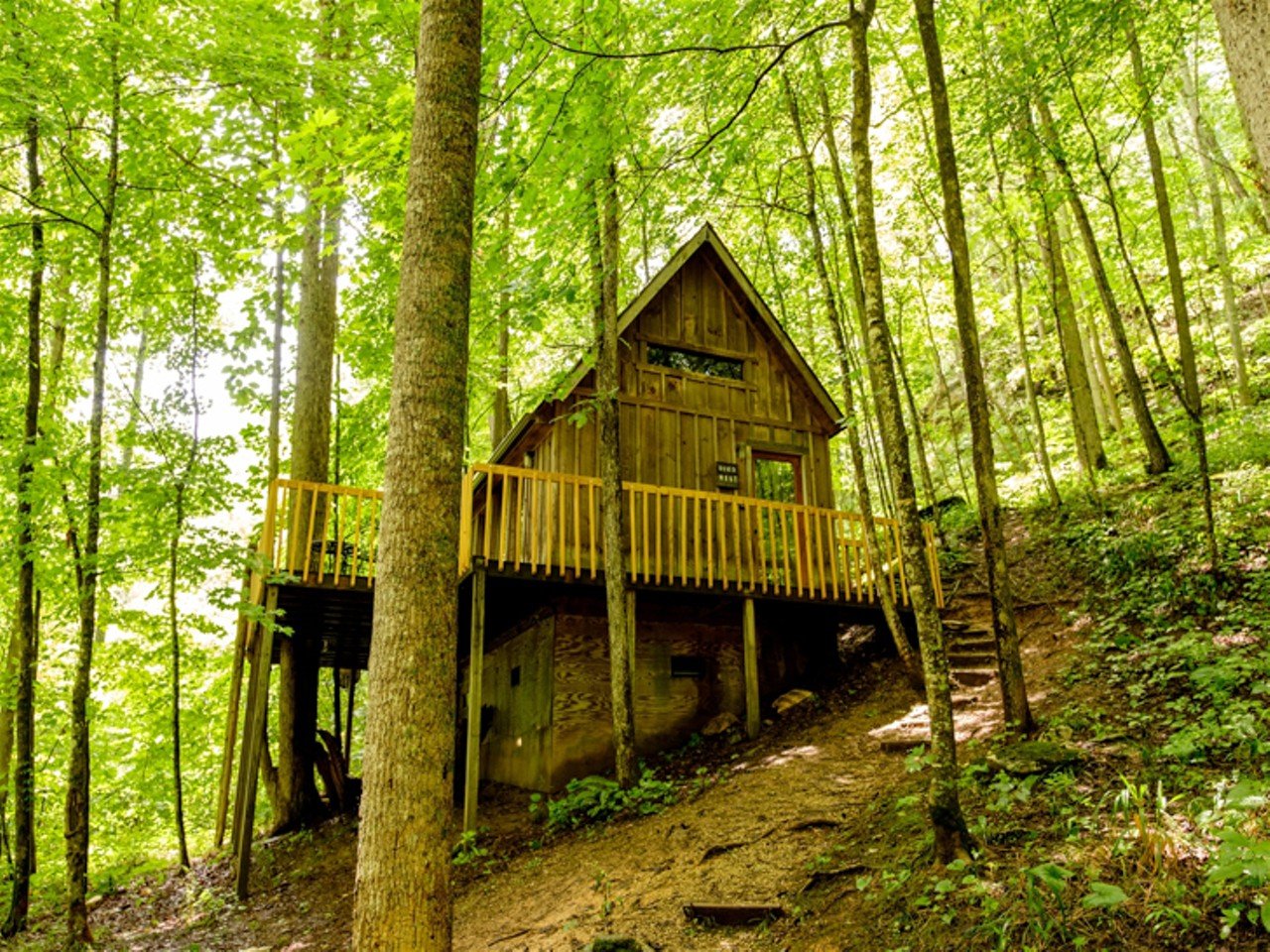 Bird Nest Cabin - Quiet Waters Cabins
Slade, Kentucky | Entire Cabin | Starting at $149/night | Hosts 2 Guests 
&#147;Enjoy an uncomplicated escape, surrounded by nature. This cabin is part of a 5 cabin complex connected by wooden walkways and staircases at Natural Bridge State Park. Take a five minute hike up to the cabin. This group of cabins is wonderful for family reunions.&#148;