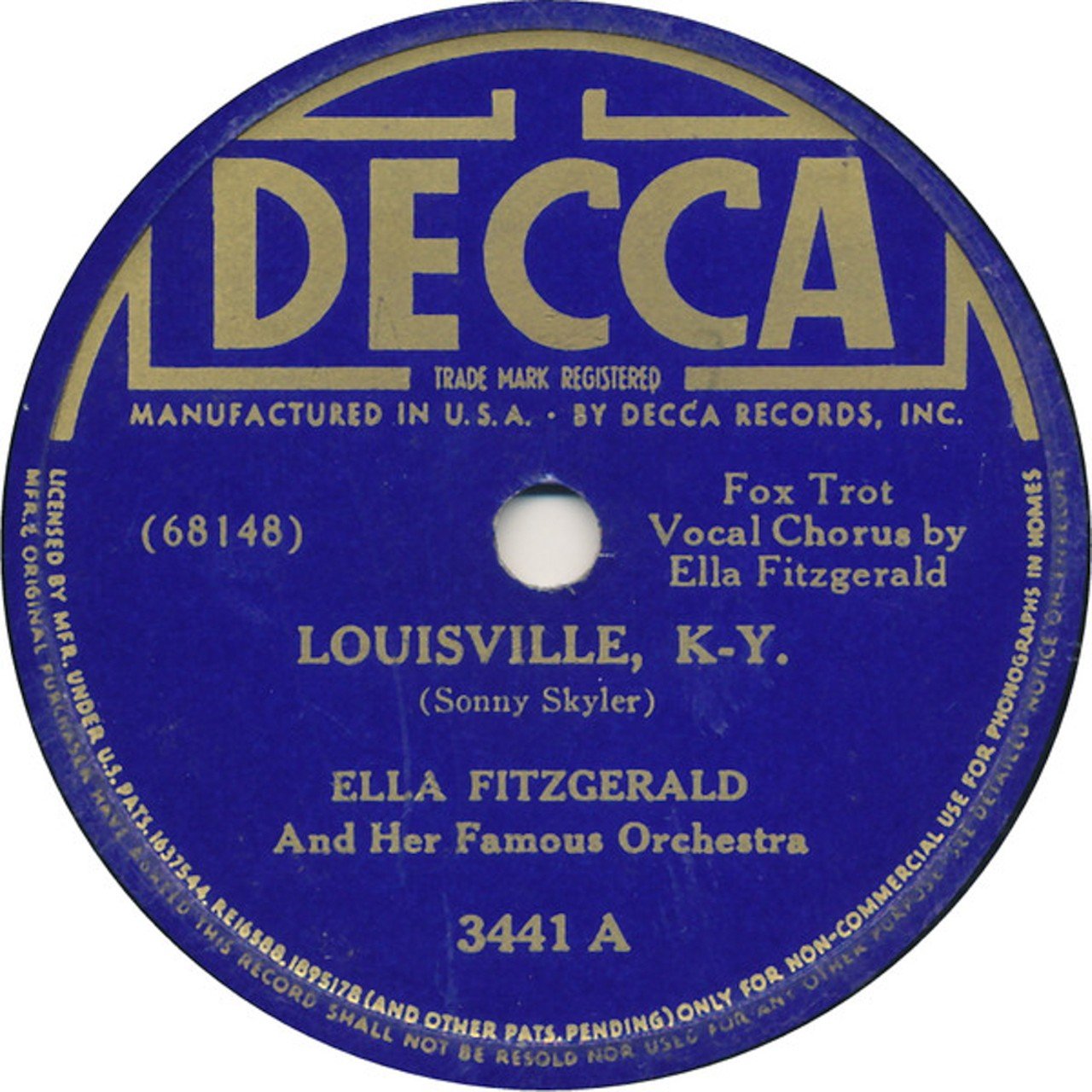  Ella Fitzgerald &#151; &#147;Louisville, K-Y&#148; 
&#147;Take me back to Louisville,
Take me 'neath that southern sky,
Wanna see Louisville,
Louisville K-Y&#148;