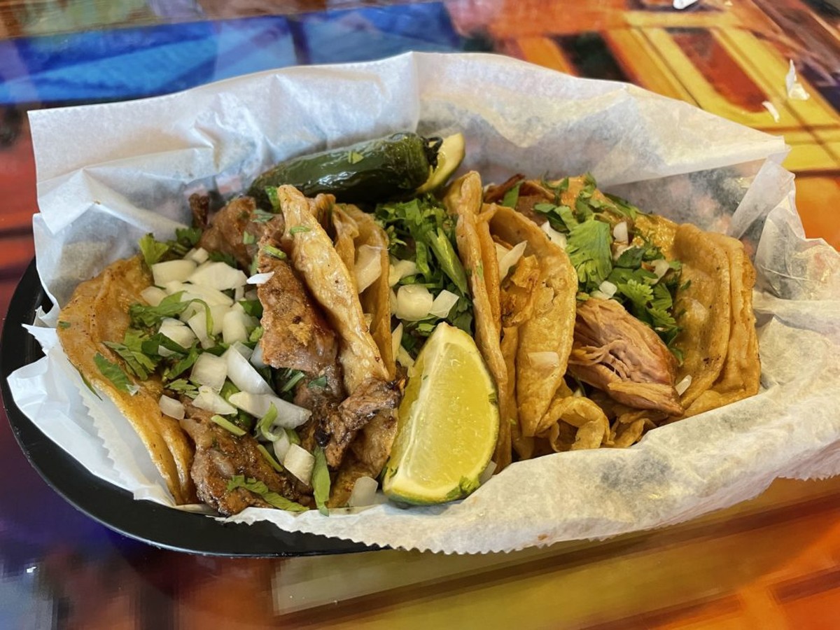These are tacos from El Mariachi but you might find similar fare at the Louisville Taco Festival.  |  Photo by Robin Garr.