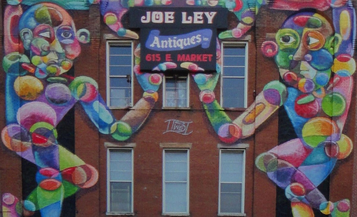 Joe Ley Antiques mural by Wilfred E. Seig III