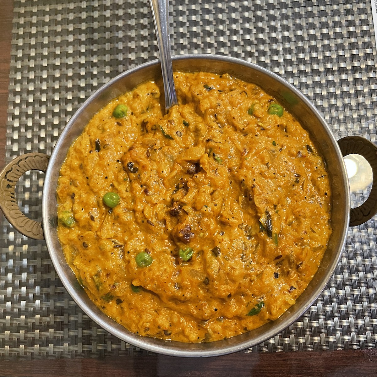 Clay Oven's baingan bharta, a deliciously spicy roasted and mashed eggplant curry, has its roots in the Punjab in far northern India.