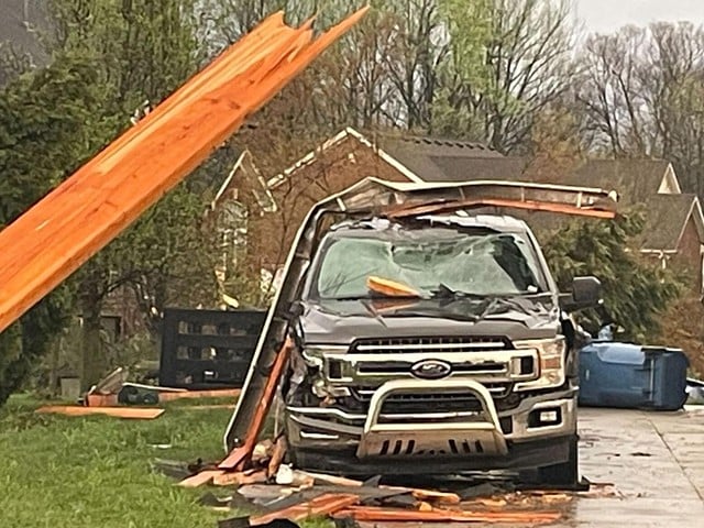 National Weather Service photos show the damage from the storms that rocked Frankfort on April 2.