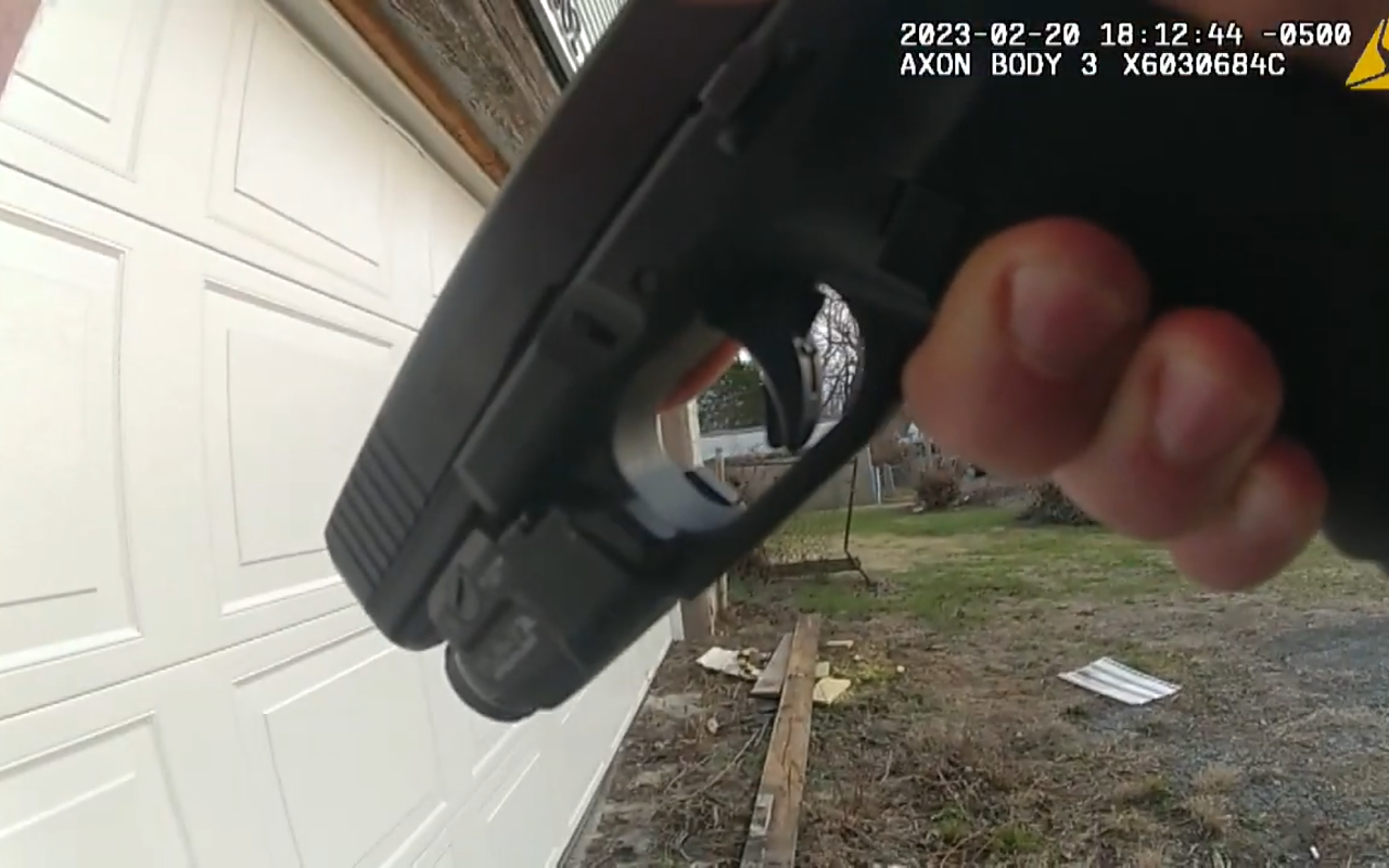 Screenshot of body cam footage released Friday, March 3 of the Feb. 20 shooting of two teens that LMPD called "accidental."