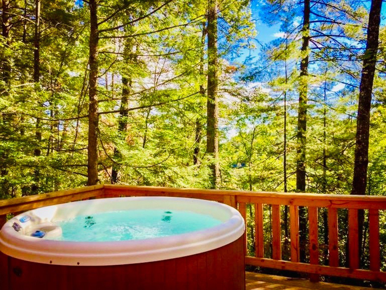 Lets Get CozyRRG, hot tub, wifi, no clean/pet fee!
Entire Cabin | Starting at $161/night | Hosts 2 Guests 
&#147;Welcome to your private relaxing getaway tucked in the forest of the Red River Gorge! Conveniently located just minutes from all the hiking, climbing, activities, and restaurants that the gorge has to offer! Completely custom cabin offers a unique handmade staircase, bartop, private deck with hot tub in the tree canopy, and a fantastic outdoor firepit! Zero light pollution and the sounds of nature are sure to relax the body and mind! Come make lasting memories in this fantastic cabin!&#148;