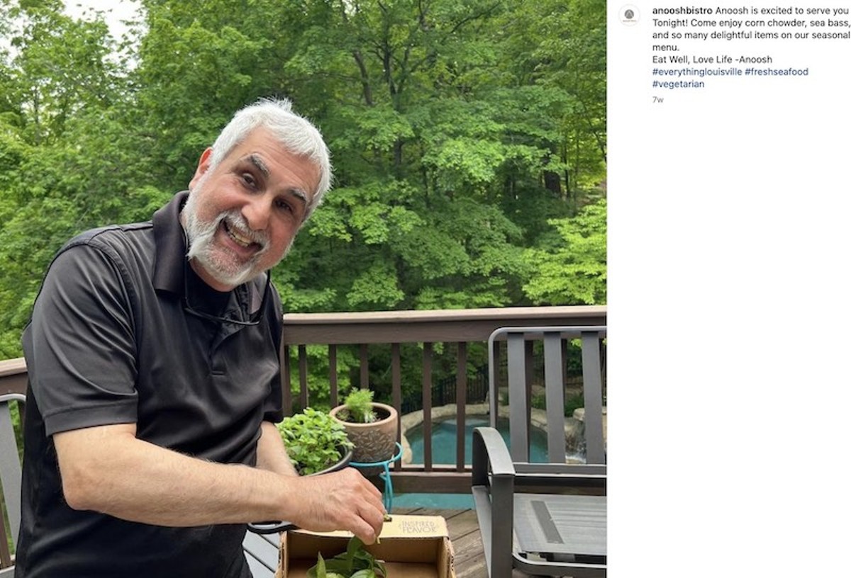 Anoosh Bistro uses its Instagram presence actively to share menu specials and establish its personality. In this post, host Anoosh Shariat preps fresh basil while inviting guests for dinner.