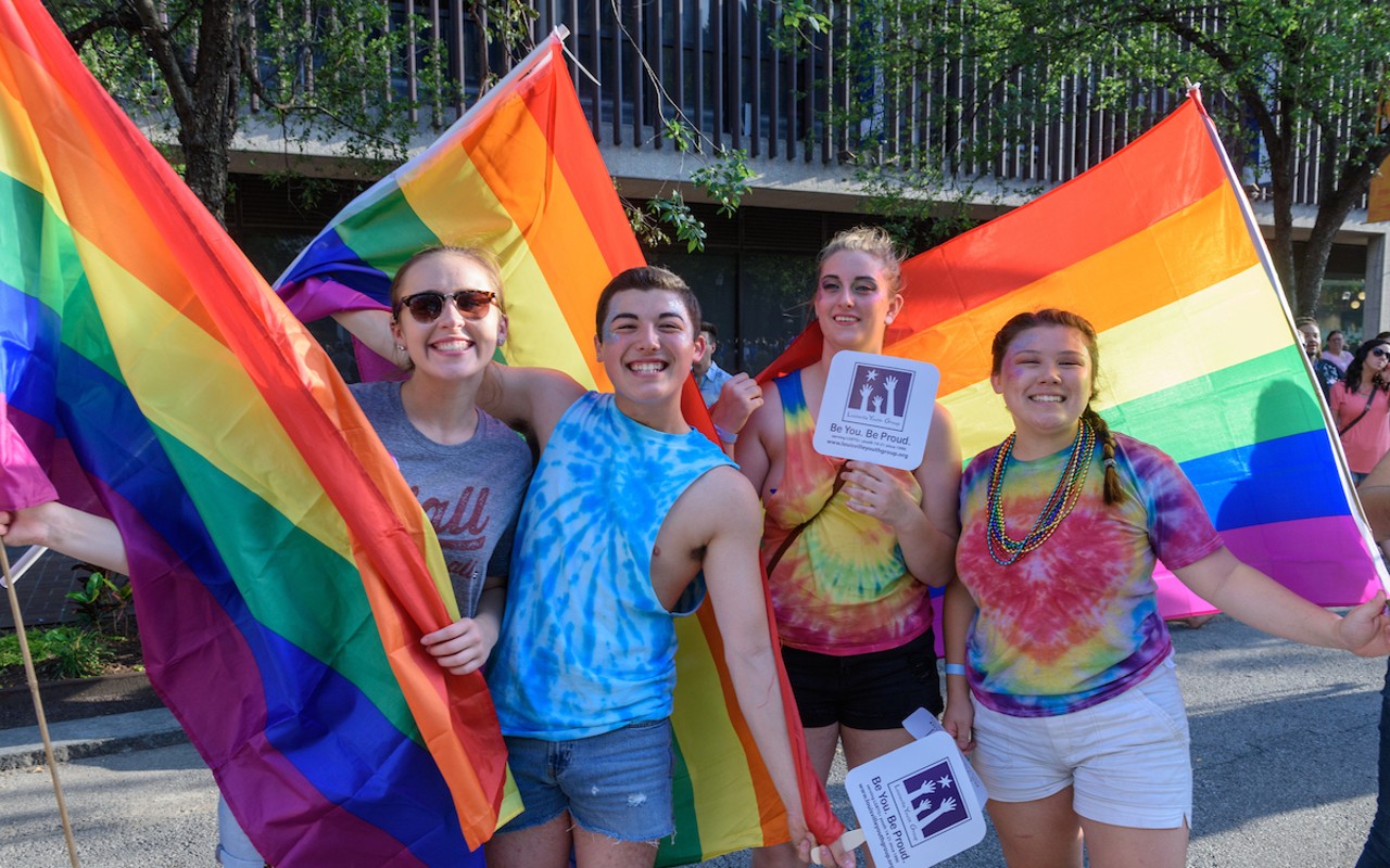The Lesbian, Gay, Bisexual, Transgender, and Queer (LGBTQ) community and their friends, family and supporters walked and lined Main Street from Floyd Street to the Belvedere for the Kentuckiana Pride Parade, Saturday, June 16, 2017 in Louisville, Ky.