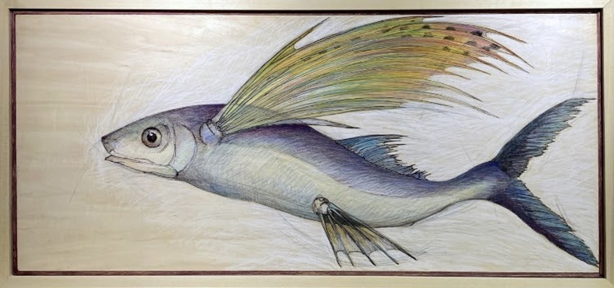 "Rainbow Flying Fish&#148; by Rex Lagersrom at Bourne-Schweitzer Gallery.
