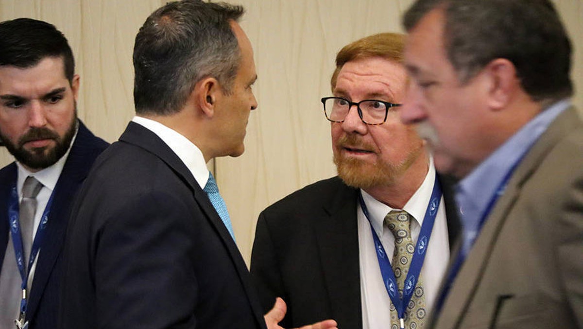 Kentucky Gov. Matt Bevin (left) and Kenneth Nemeth, executive director of the Southern States Energy Board. Credit: James Bruggers