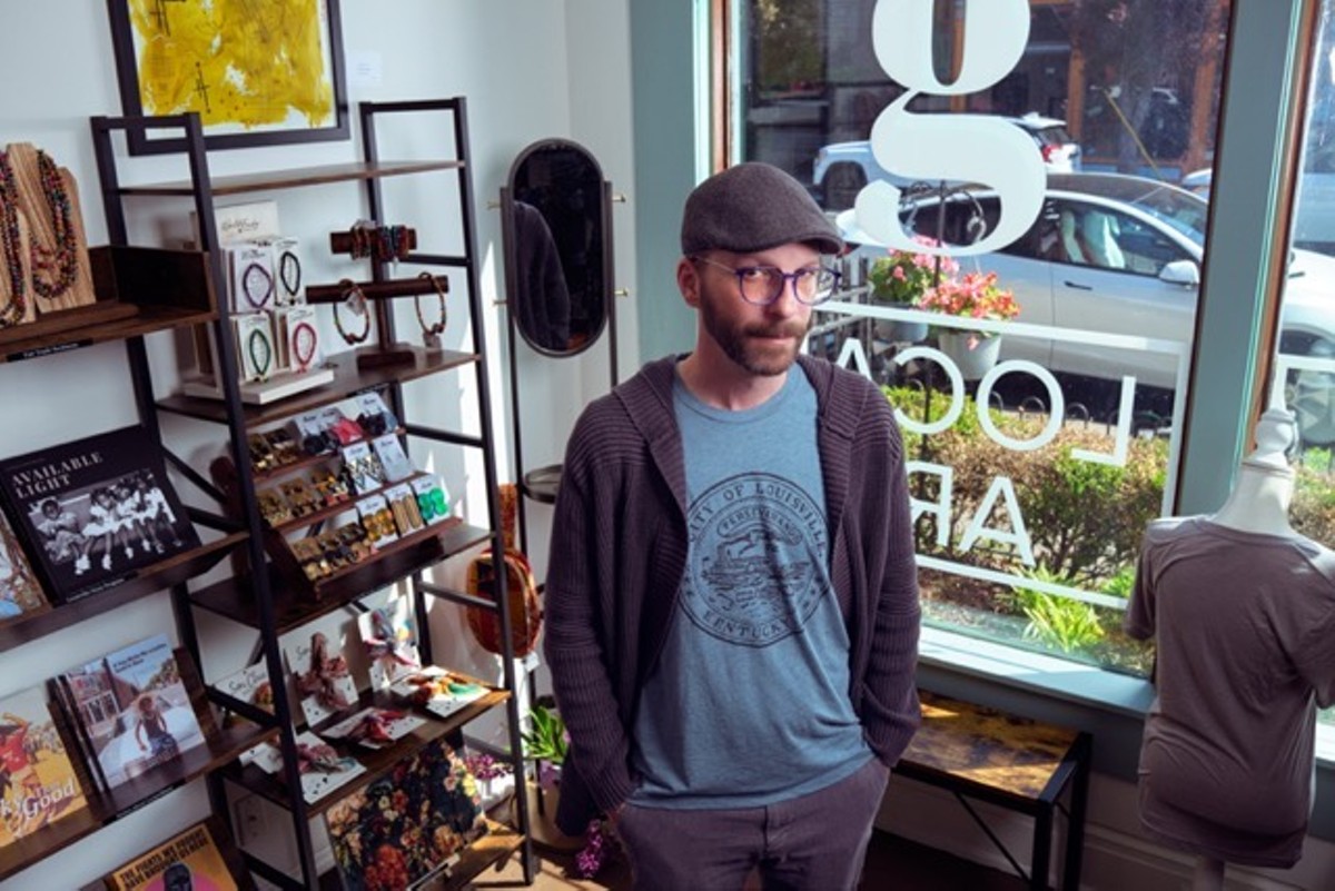 Jae Grady stands in Grady Goods, his new arts and gift shop on Baxter Ave.