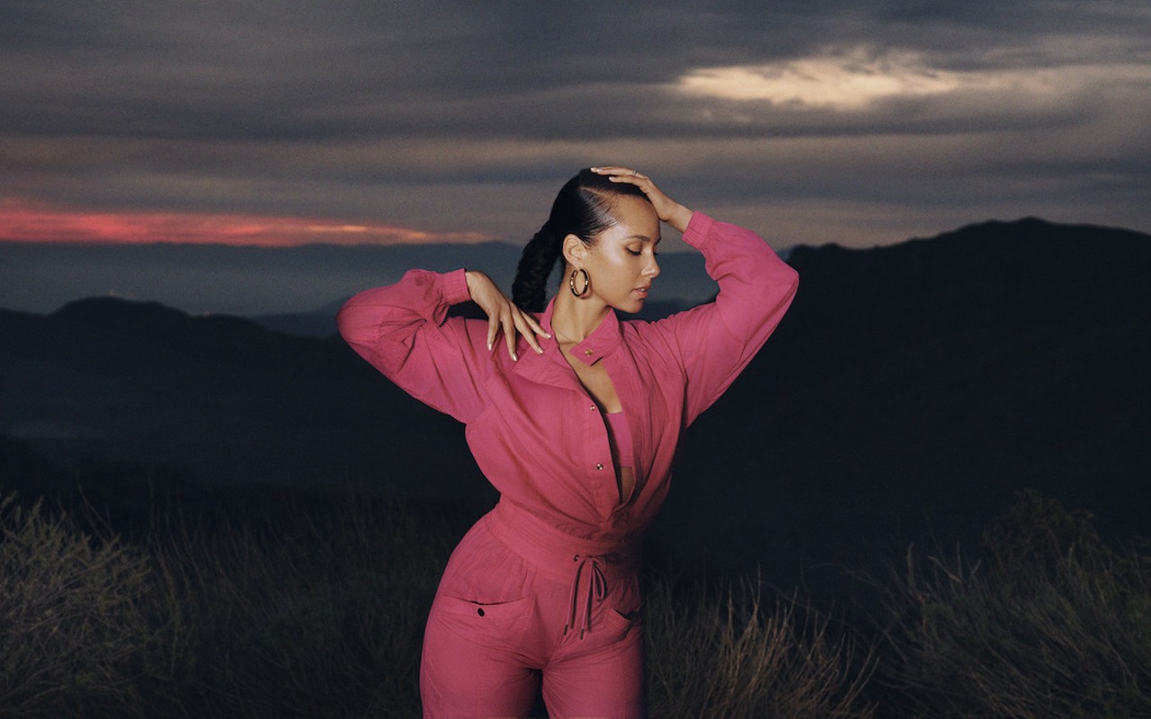 Photo from 2022 sneak peek of the Athleta x Alicia Keys Collection. Keys will be playing the KFC Yum! Center in July.