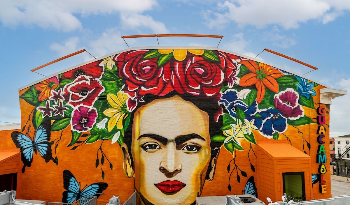 Frida Kahlo watches over Guacamole Modern Mexican's rooftop bar.