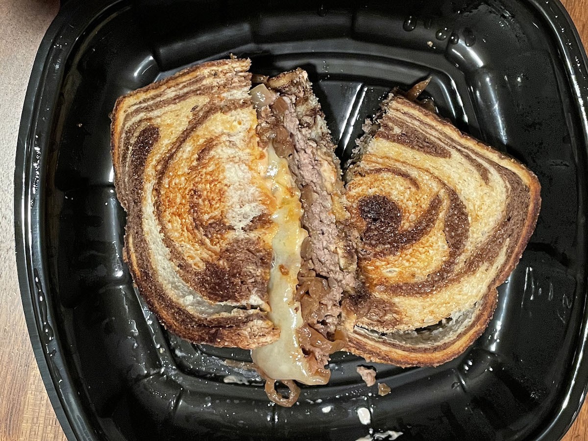 Hillcrest Tavern's patty melt was outstanding. It even maintained a little pink at the center after the drive home.