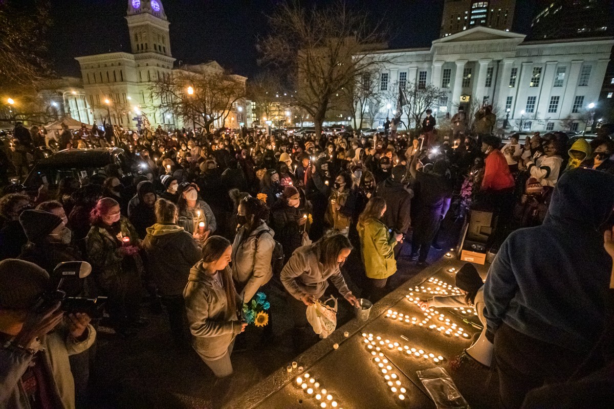 Jefferson Square Park was filled with friends, family and fellow protesters on Monday night as they came together to mourn Travis Nagdy.