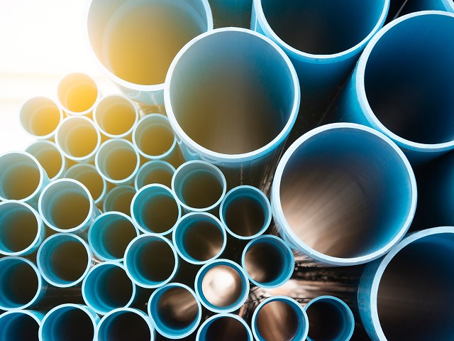 Blue PVC water pipes.