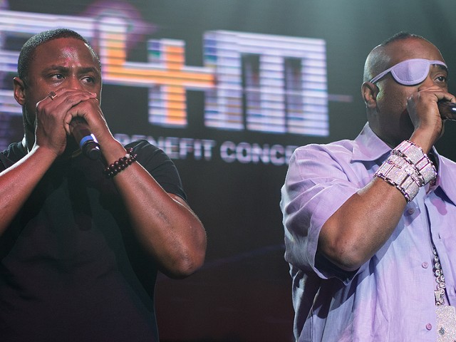 From left: Doug E. Fresh and Slick Rick performing at a benefit concert in 2014.