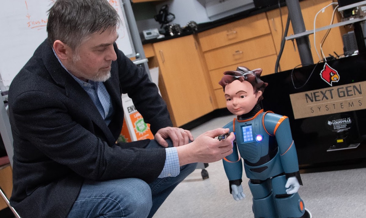 No, this robot won't take your job. It's supposed to treat cognitive impairments in children on the autism spectrum.  |  Photo courtesy of UofL