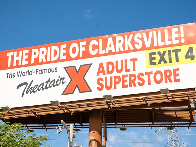 Theatair X&#146;s &#147;The pride of Clarksville!&#148; billboard is visible from I-65.