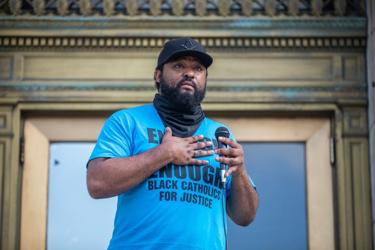 August Mapp talked about his experiences as a Black man after the walk on Saturday. Mapp encouraged others to have conversations with their friends and families about race relations and racial injustice in America.