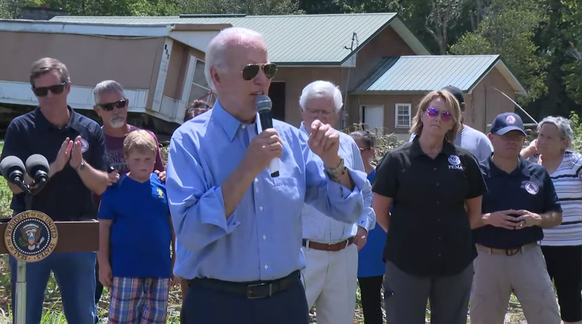President Joe Biden speaking in Lost Creek, Kentucky on Monday.  |  Screenshot via The White House's YouTube channel.