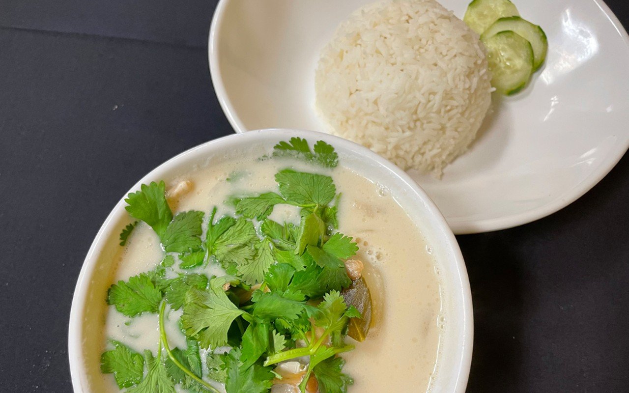The subtle aromatics of chicken broth and coconut milk, lemongrass, and cilantro elevate the flavor of tom kha gai (Thai hot and sour chicken soup).