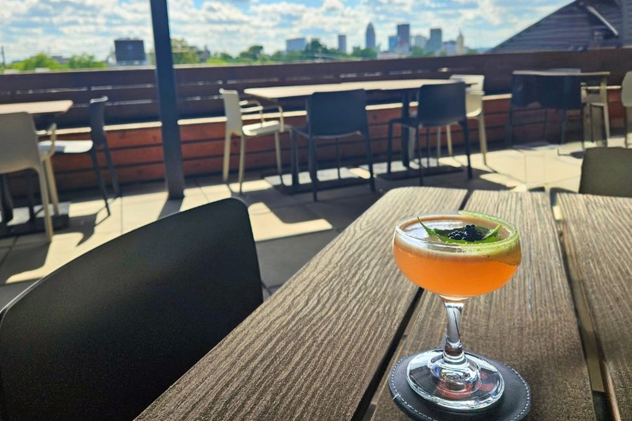 Copper & Kings
Caviar Dreams
Ready for a sunset and something on the savory side? Sounds like Copper & Kings rooftop patio is calling your name. Grab a bite to eat and watch the sun slip past the skyline as you sip on their caprese-inspired martini. Created by Lisa Pearce, this cocktail contains mozzarella fat-washed immature grape brandy, heirloom tomato & fresh strawberry reduction, lemon, cinnamon simple syrup, basil sugar rim, and balsamic caviar pearls.