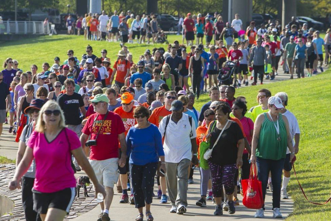 Hike, Bike, and Paddle
Monday, September 2
Waterfront Park | FREE | https://louisvilleky.gov/government/city-events/mayors-hike-bike-paddle | All Ages
This year’s Hike will consist of a 4-mile walk with multiple points to turn around throughout. As for biking, there is a 12-mile route from the Great Lawn out to Shawnee Park and back. For paddlers, they have the option of launching at the Harbor Lawn or the U of L Boat Docks and paddle downstream to meet other paddlers. Free shirts are available for the first 2,000 people.