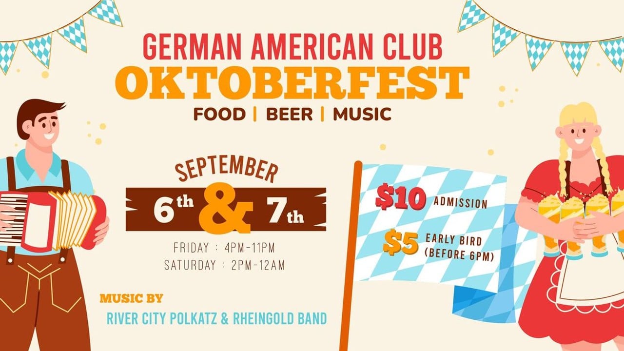 Oktoberfest at the German American Club
Friday, September 6-7
German American Club | $10 | http://gaclouisville.com/ | All Ages
Head to the German American Club for one of their biggest events of the year. The annual Oktoberfest celebration will feature German food, pretzels by Klaus, imported beers, live music, and plenty of Gemütlichkeit. The Friday night Oktoberfest will last from 4-11pm, and the Saturday event will take place from 2pm until midnight. The River City Polkatz will play each night with Rheingold band also making an appearance on Saturday. The cost for the event is $10 for adults and free for children.