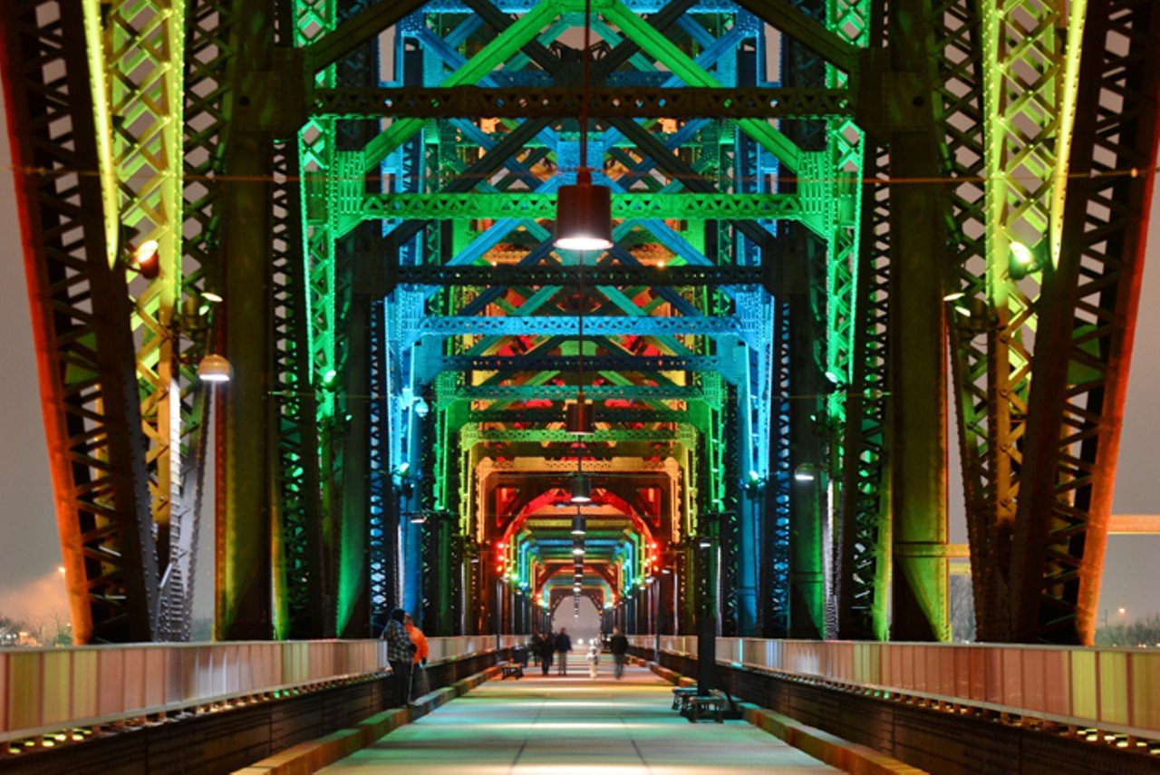 The Big Four Bridge
1101 River Road
A walk along the Big Four Bridge gives you the opportunity to see (and take photos with) the Louisville skyline, and it&#146;s a fun way to get over to Indiana, too. At night, the bridge is lit up with colors.
Photo via Louisville Tourism