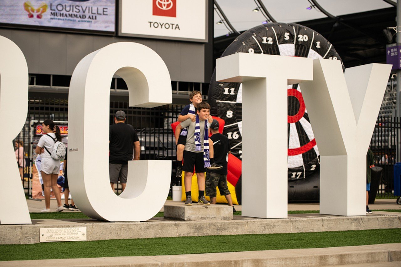  Lynn Family Stadium
350 Adams Street 
The large 3D letters outside Lynn Family Stadium say &#147;OUR C_TY&#148; &#151; the conspicuous missing &#147;I&#148; is a human-sized blank space for fans to take photos in. If you&#146;d rather take Instagram shots inside the stadium, go on a LouCity or Racing Louisville game night and wear plenty of purple. 
Photo by Connor Cunningham Photos, courtesy of LouCity FC