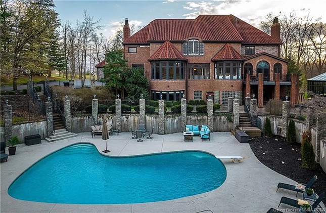 This Floyds Knobs Mansion For Sale Comes With A Mega Hot Tub In An All-Glass Spa Room [PHOTOS]