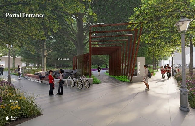 The Trager Microforest Project will include a scenic outdoor space in the heart of downtown.