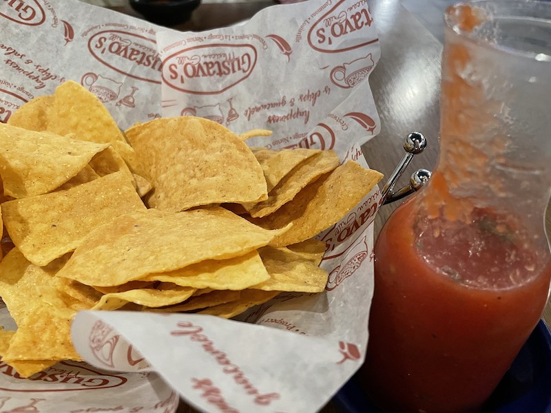 Just about every Mexican restaurant offers tortilla chips and salsa as a gratis starter. Gustavo's are exceptional, freshly made and flavorful.