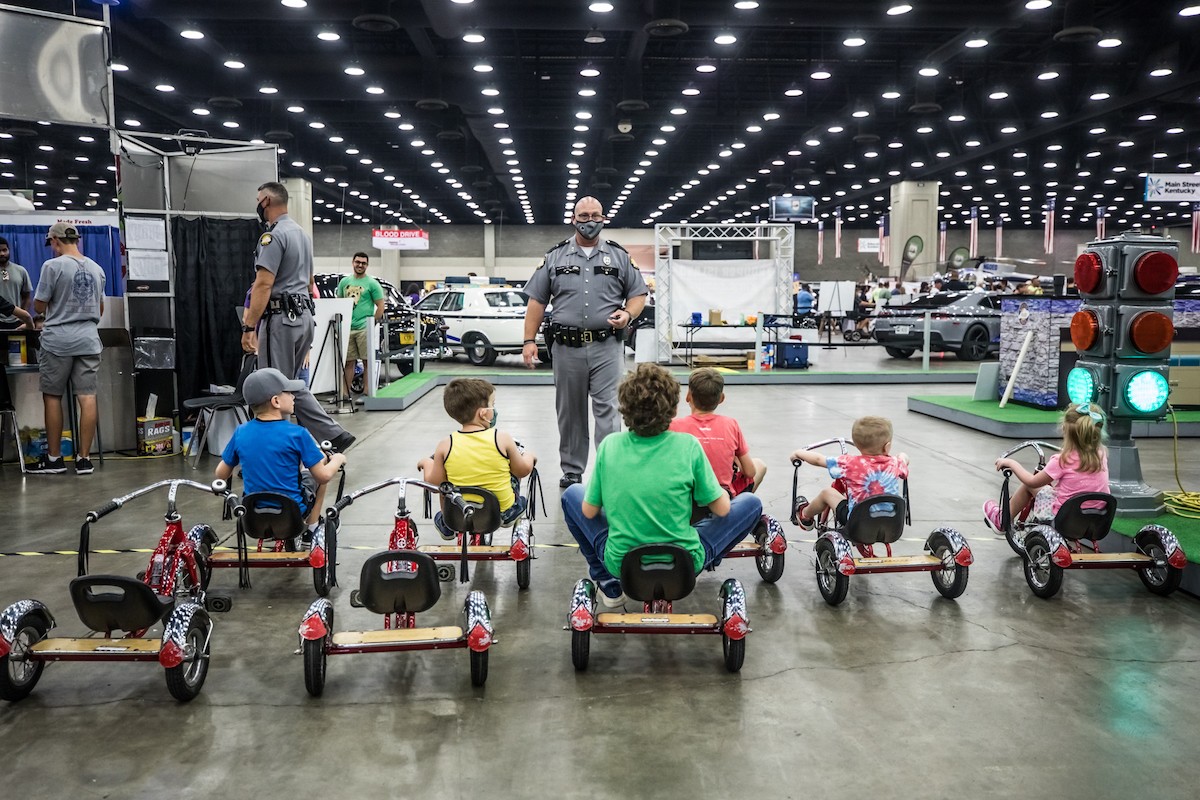 Younger fair goers got a small glimpse into the world of driving and traffic laws as they pedalled around the course in Safety Town, hosted by the Kentucky State Police.