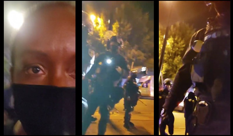 A series of images from state Rep. Attica Scott&#146;s Instagram video of the moments before she was - arrested last Thursday before curfew and while walking to a church.