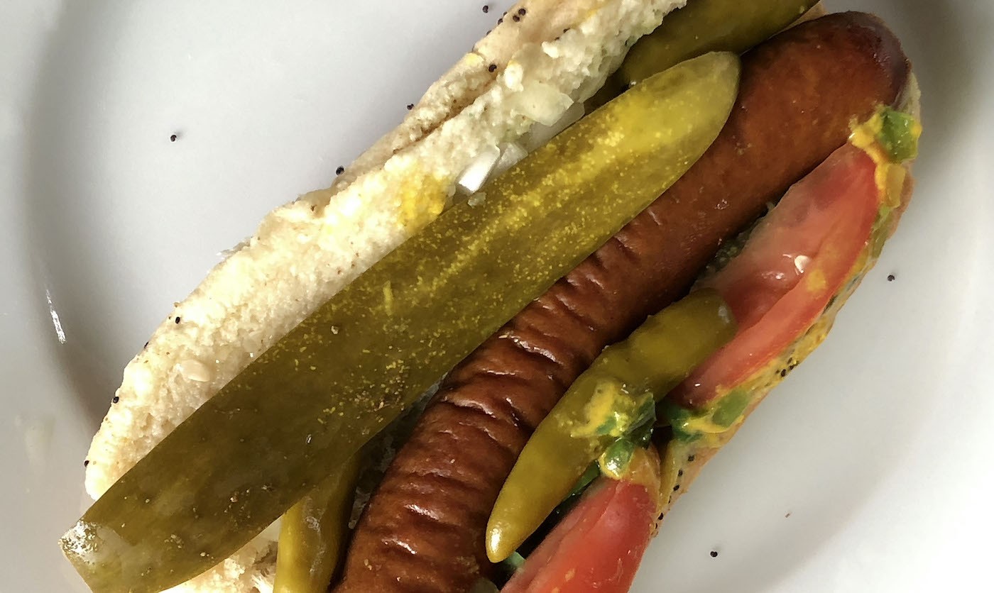 The Chicago dog at Jake and Elwood&#146;s is built on Chicago&#146;s own Vienna Beef frank with all the traditional trimmings.