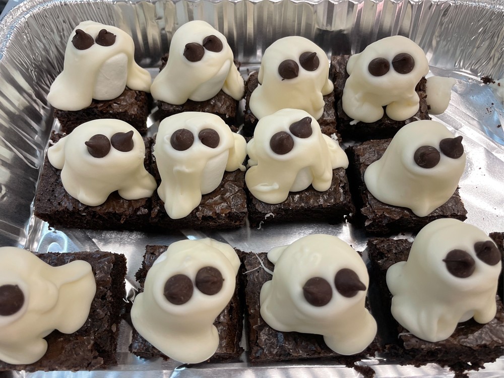 Feed Louisville's chefs use their skills to create appealing dishes from donated food that would otherwise go to waste. These ghostly marshmallow-topped brownies celebrate Halloween.