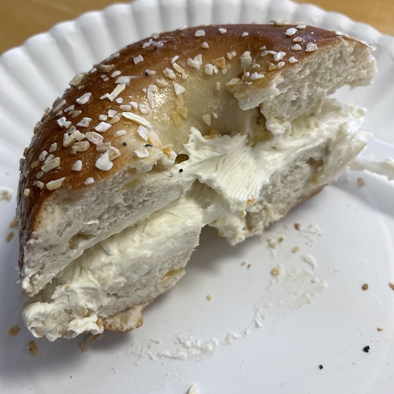 Sixteen styles of bagel and seven flavors of cream cheese offer a wealth of options. A classic plain cream cheese schmear on onion bagel made us happy. - Bagel_schmear.jpeg