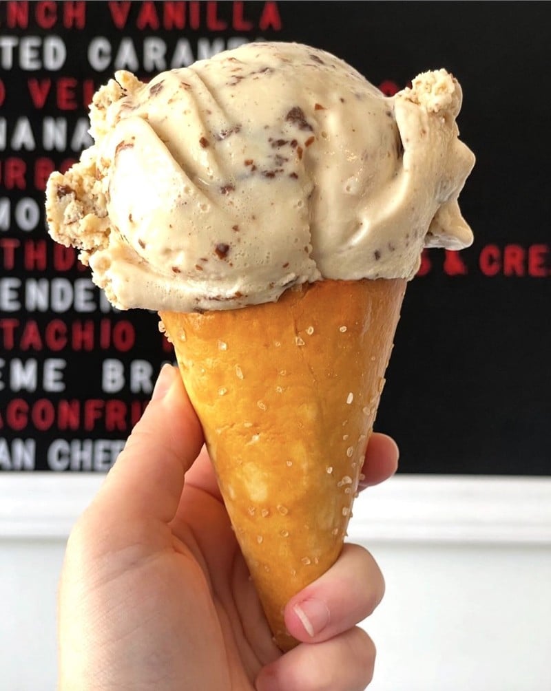 Count on Louisville Cream for creative, offbeat flavors that wow you, like this Vietnamese Coffee: Rich, sweetened condensed milk ice cream with espresso chocolate ganache on a salty pretzel cone. - Instagram