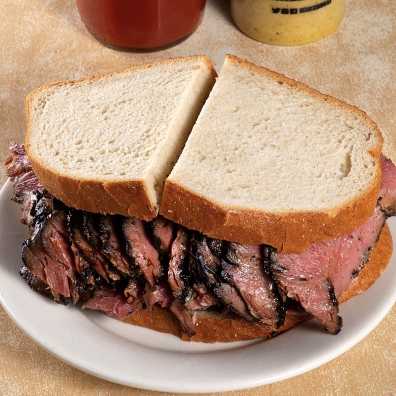 When deli lovers pine for an authentic New York deli sandwich, they may be thinking of something like this 4-inch-thick pastrami sandwich from Gotham's 136-year-old Katz's Deli, which sells for $28.95. Be careful what you wish for. - Robin Garr