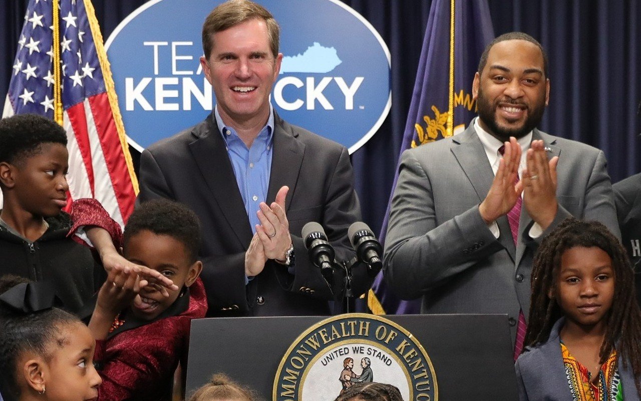 KY Gov. Andy Beshear and Charles Booker meet with Louisville youth on Black Lobby Day