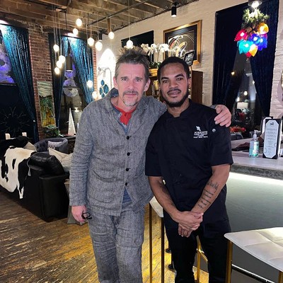  The Biscuit Lounge     120 S. 10th St.      Ethan Hawke with Chef Rico Vidal of The ForkDive Experience at the loft at The Biscuit Lounge.    Photo via Rico Vidal.