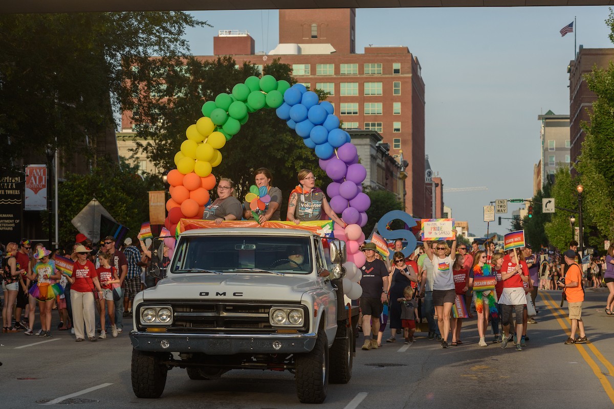 The Lesbian, Gay, Bisexual, Transgender, and Queer (LGBTQ) community and their friends, family and supporters walked and lined Main Street from Floyd Street to the Belvedere for the Kentuckiana Pride Parade, Saturday, June 16, 2017 in Louisville, Ky. (Photo by Brian Bohannon)